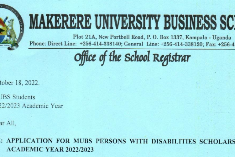Application for MUBS persons with disabilities scholarship,academic year 2022/2023